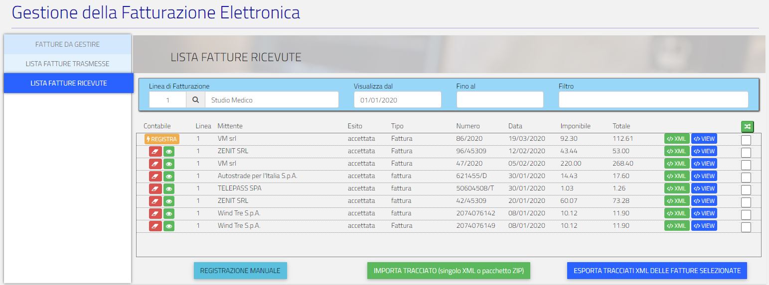 Fig.5 - Gestione della Fatturazione Elettronica - Ricezione e Registrazione delle Fatture Passive