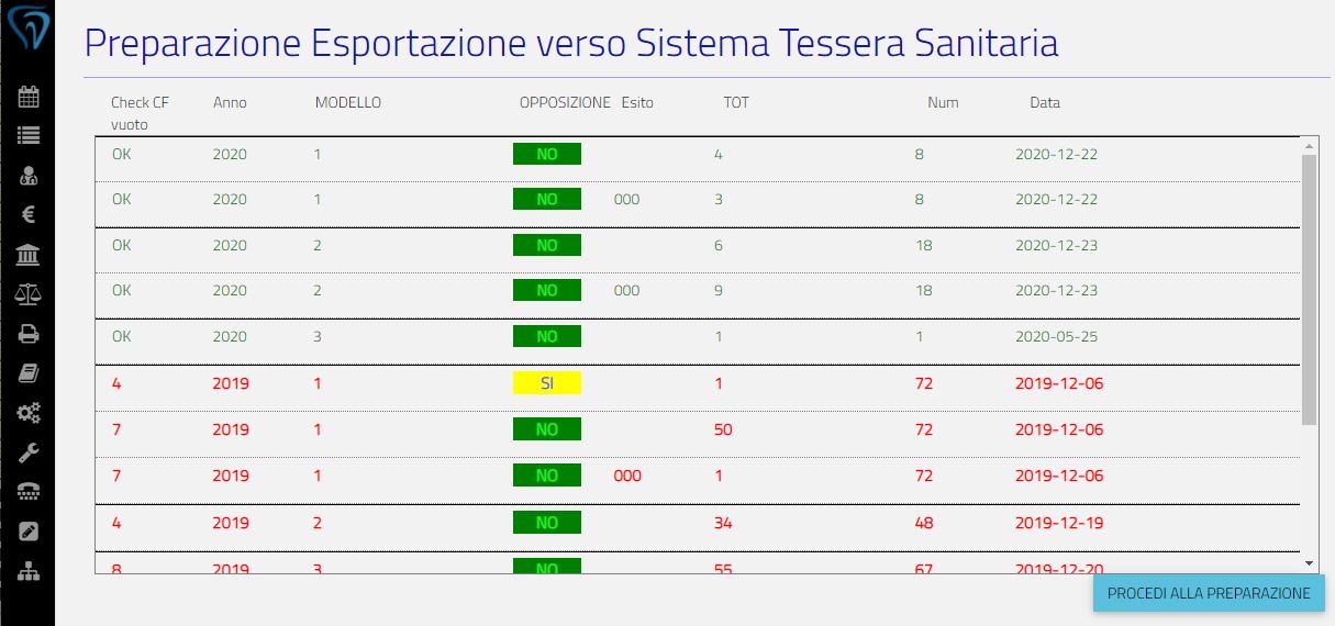 Fig.7 - Preparazione delle Fatture Attive per l'invio al sistema Tessera Sanitaria - 730 Precompilato
