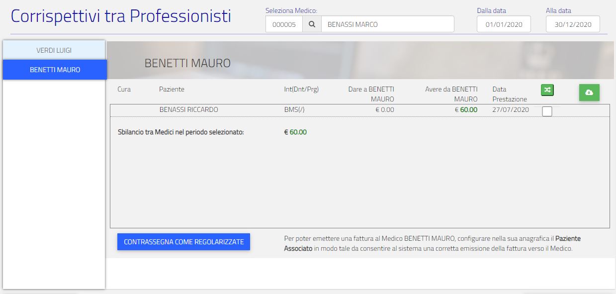 Il Pannello di Controllo per la regolarizzazione dei Corrispettivi tra Professionisti